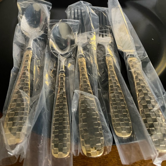 Mackenzie-Childs Gold Check Flatware 5-Piece Place Setting - Picture 5 of 6
